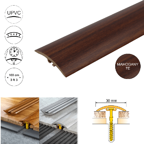 PVC door floor trim 30mm Wide for wooden, laminate, carpet, vinyl or tiled floors