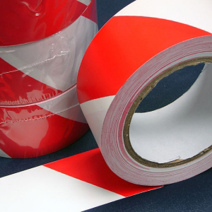 PVC Hazard Warning Tape Adhesive Red & White