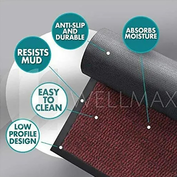 Heavy Duty Red/Black Non Slip Barrier Mats Rubber Hard Wearing For Indoor & Outdoor