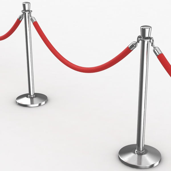 New Luxurious Red Velvet Rope Barrier Posts