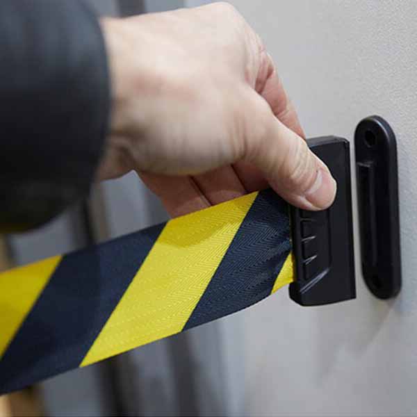Retractable Black & Yellow Wall Barrier Tape