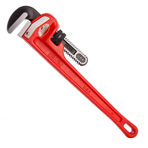 Sturdy Ridgid Ductile-Iron Straight Pipe Wrench 18 Inches