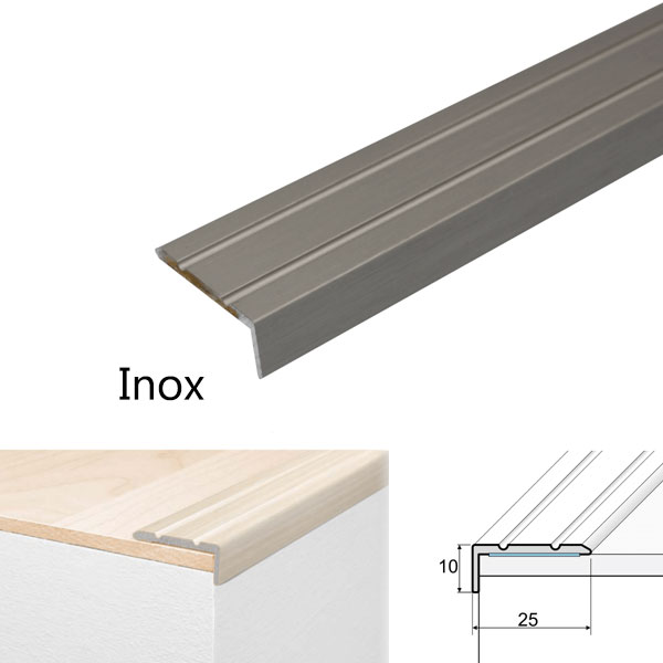 Self Adhesive 25 x 10mm Anodised Aluminium Stair Nosing Edge Trim