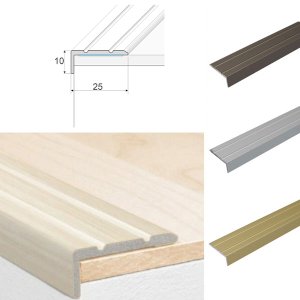 Self Adhesive 25 x 10mm Anodised Aluminium Stair Nosing Edge Trim