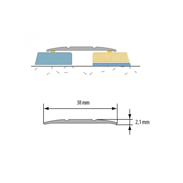 Self Adhesive Anodised Aluminium Door Bar Edge Trim Threshold - 2mm Thick