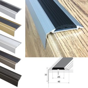 Self Adhesive Anti-Slip Aluminium Stair Nosing Edge Trim With Rubber Insert