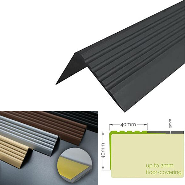 Self Adhesive Stair Nosing 50mm x 42mm Bullnose Stair Nosing Rubber Angle Step Edge