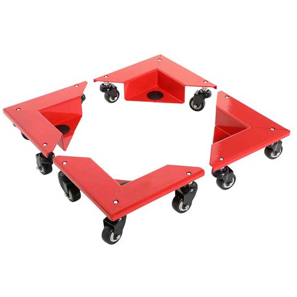 Set of 4 Red Durable Transport Corner Dollies 