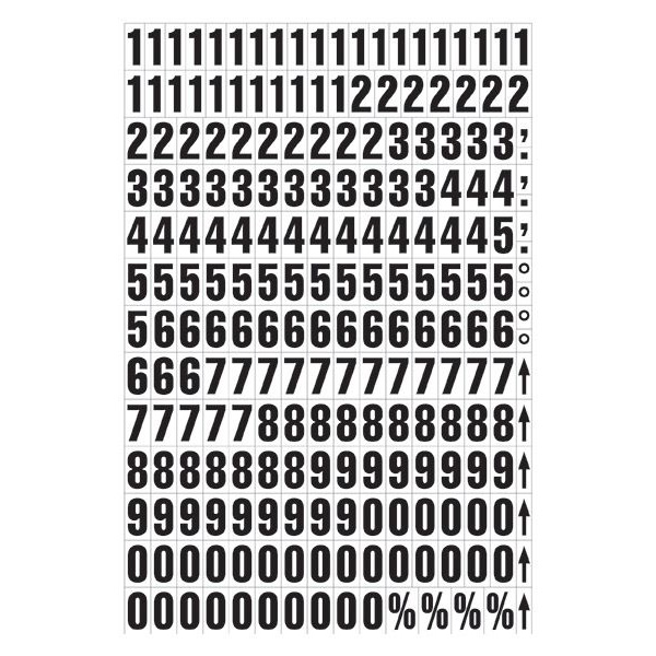 Sheet of Magnetic Numbers 43mm Black on White