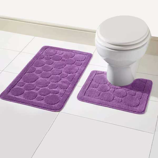 Soft Large Bathroom Shower Mat & Toilet Pedestal Rug 2 Pieces Set 