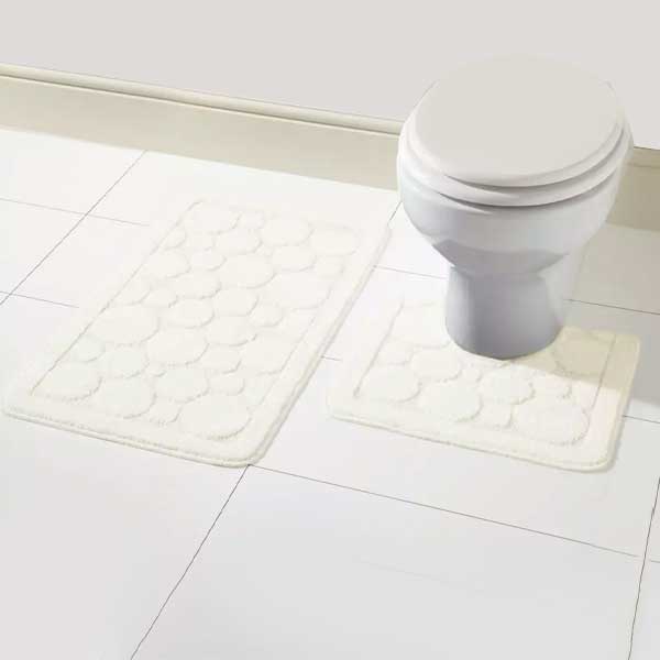 Soft Large Bathroom Shower Mat & Toilet Pedestal Rug 2 Pieces Set 