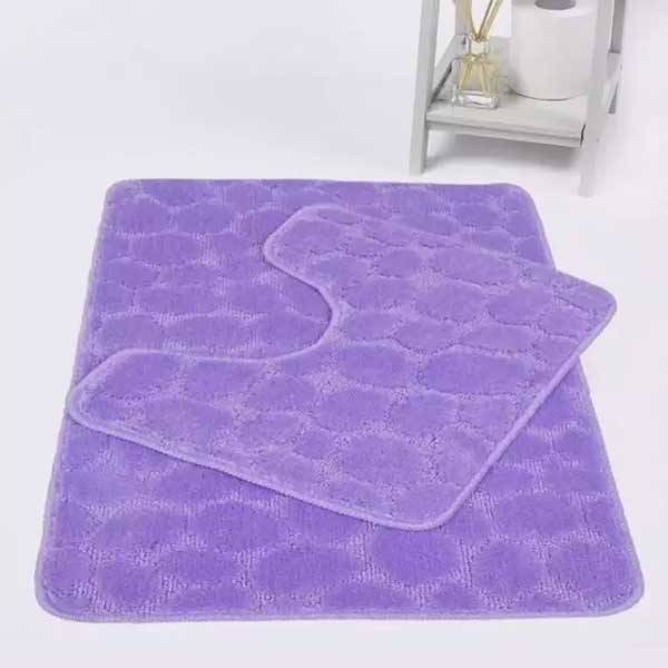 Soft Large Bathroom Shower Mat & Toilet Pedestal Rug 2 Pieces Set 