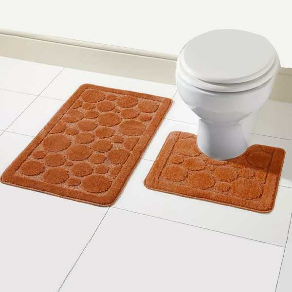 Soft Large Bathroom Shower Mat & Toilet Pedestal Rug 2 Pieces Set 