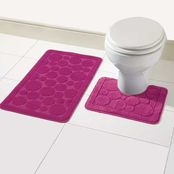 Soft Large Bathroom Shower Mat & Toilet Pedestal Rug 2 Pieces Set 