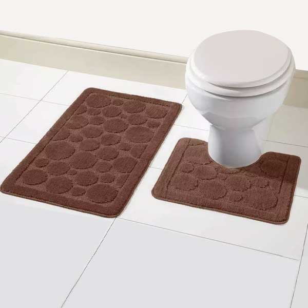 Soft Large Bathroom Shower Mat & Toilet Pedestal Rug 2 Pieces Set 