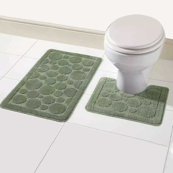 Soft Large Bathroom Shower Mat & Toilet Pedestal Rug 2 Pieces Set 