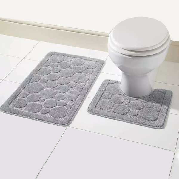 Soft Large Bathroom Shower Mat & Toilet Pedestal Rug 2 Pieces Set 