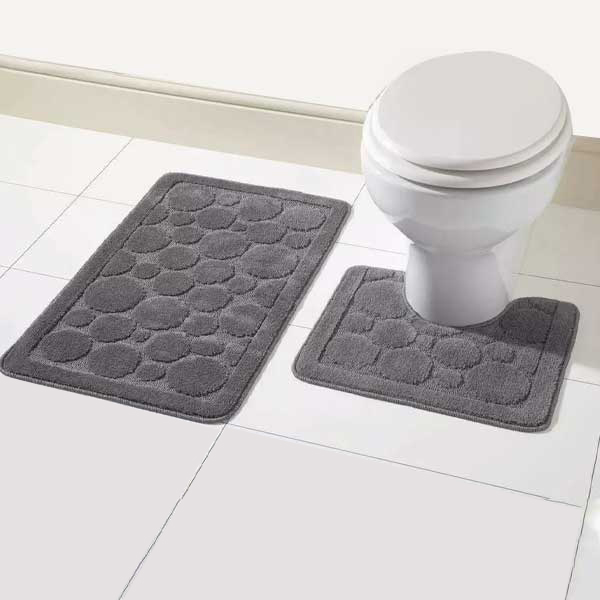 Soft Large Bathroom Shower Mat & Toilet Pedestal Rug 2 Pieces Set 