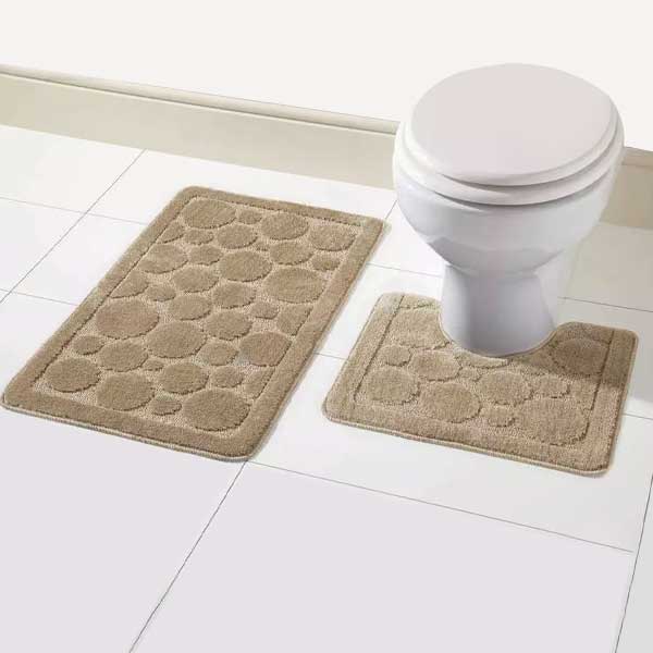 Soft Large Bathroom Shower Mat & Toilet Pedestal Rug 2 Pieces Set 