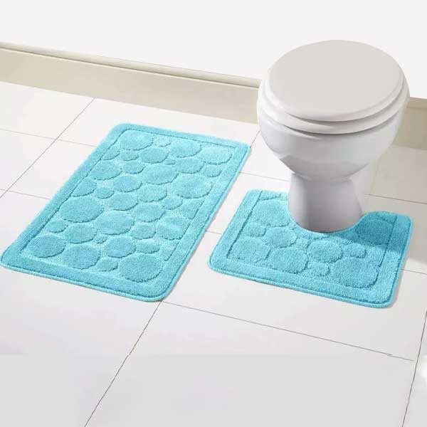 Soft Large Bathroom Shower Mat & Toilet Pedestal Rug 2 Pieces Set 