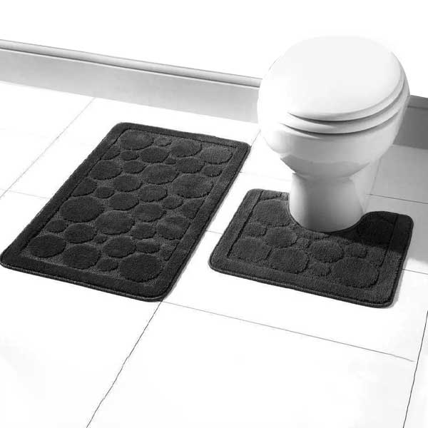 Soft Large Bathroom Shower Mat & Toilet Pedestal Rug 2 Pieces Set 