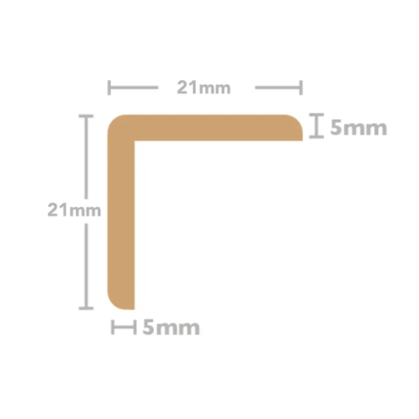 Solid Oak 21mm x 21mm Corner Moulding Beading Edge Profile For Stairs and Steps 