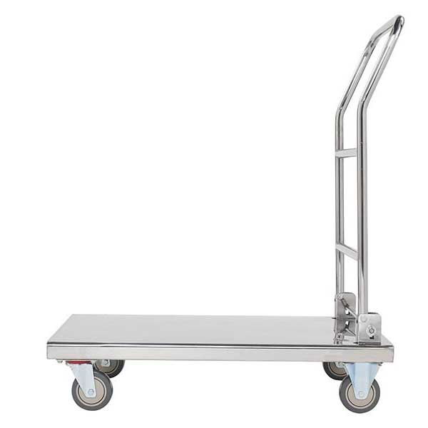 Stainless Steel Silver Trolley with Foldable Handle