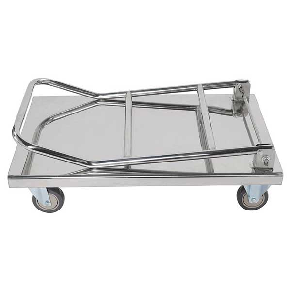 Stainless Steel Silver Trolley with Foldable Handle