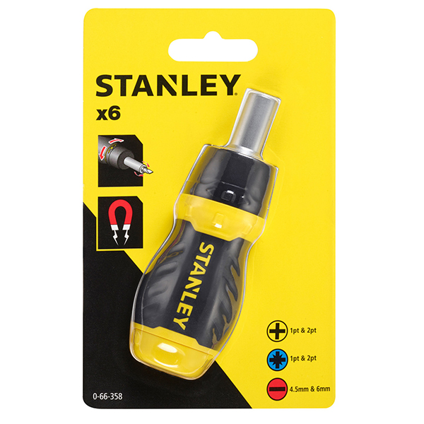 Stanley Stubby Multi-Bit Ratcheting Screwdriver (6 Bits)