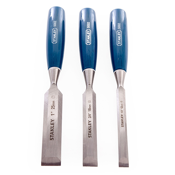 Stanley Bevel Rust-Resistant and Shock-Proof Collar Chisel Edge Chisel Set of 3