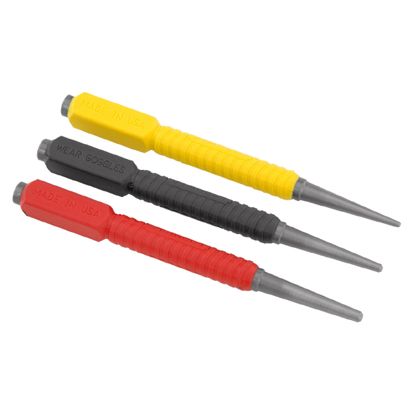 Stanley Dyna Elastomer Handle Grip Nail Punch Set (3 Piece)