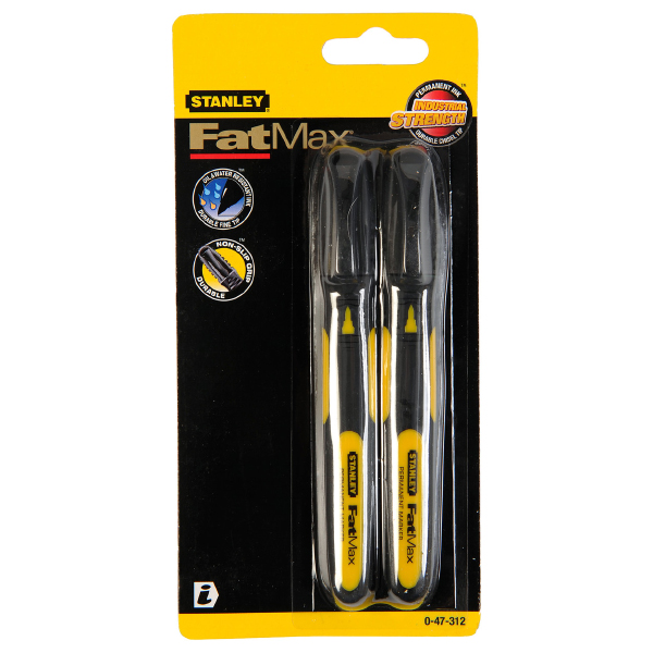 Stanley Black FatMax Permanent Markers Fine Tip Pack of 2