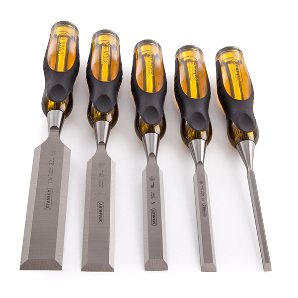 Stanley Thru Tang Bevel Edge Chisels Enhanced Strength and Comfort in a 5-Piece Set