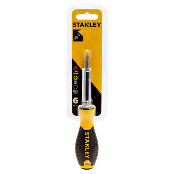 Stanley Slip Resistant Rubber Grip Screwdriver Hex Drive/Slotted/Phillips (6 Way)