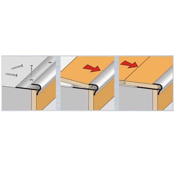 Step Floor Anodised Stair Nosing Edge Trim for 14 to 16mm Flooring