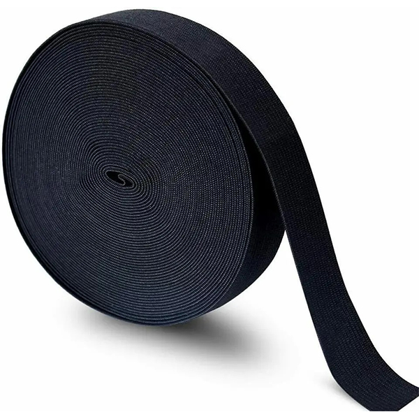 Black Premium Grade Stretch Flat Elastic Webbing Strap - 25mm Wide