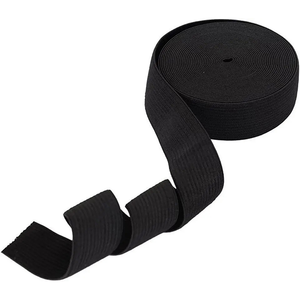 Black Premium Grade Stretch Flat Elastic Webbing Strap - 25mm Wide