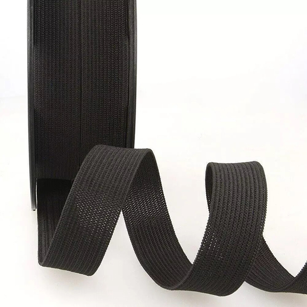 Black Premium Grade Stretch Flat Elastic Webbing Strap - 25mm Wide