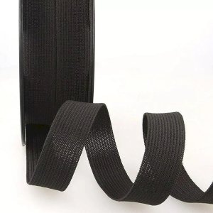 Black Premium Grade Stretch Flat Elastic Webbing Strap - 25mm Wide