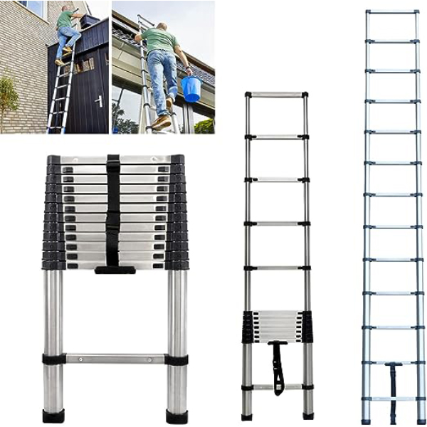 Telescopic Loft Ladder Stainless Steel Portable Extendable Extension Step Attic Ladders