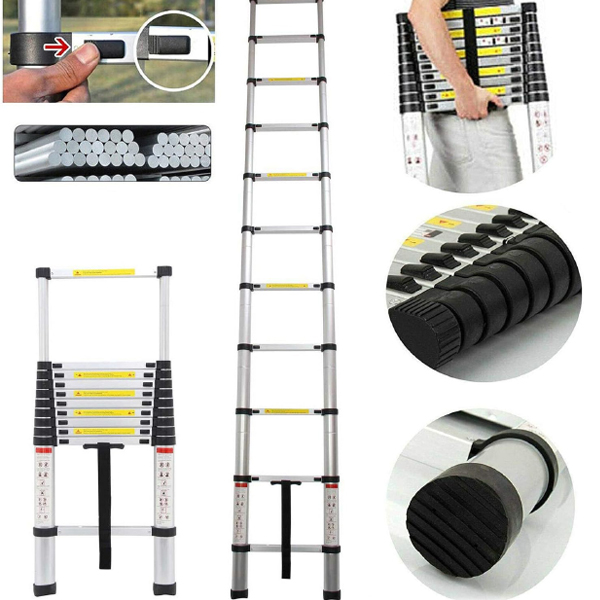 Telescopic Loft Ladder Steps Multi-Purpose Aluminum Extendable Straight Ladders