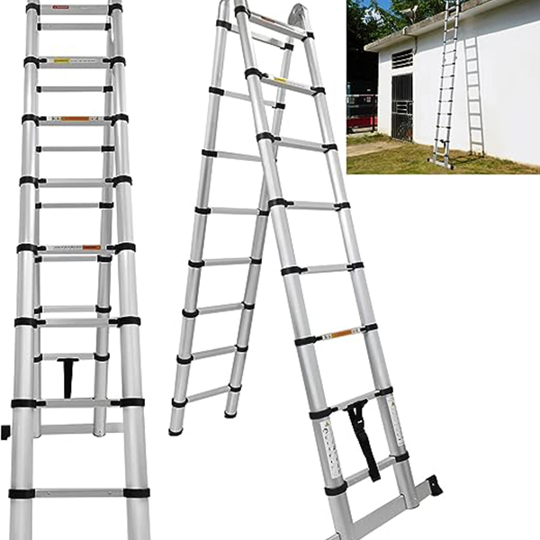 Stainless Steel Folding Ladder Retractable Library Ladder with Adjustable Step for Roof Work