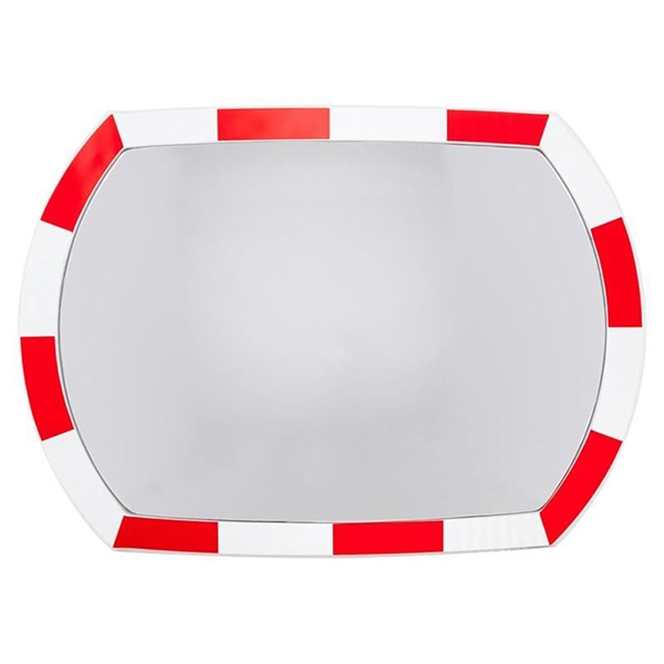 White/Orange Polycarbonate Convex Traffic Mirror With Rectangular face