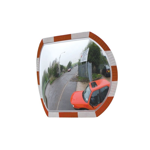 White/Orange Polycarbonate Convex Traffic Mirror With Rectangular face