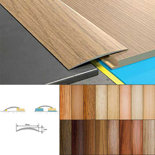 Transition Strip Carpet Cover Door Floor Threshold Self-Adhesive Aluminium Wood Effect