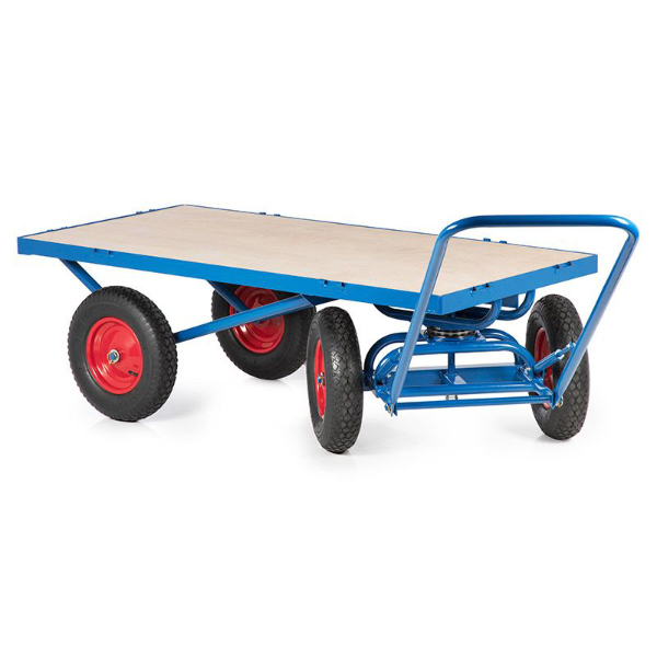 Turntable Four Pneumatic Wheeled Flat Platform Trolley