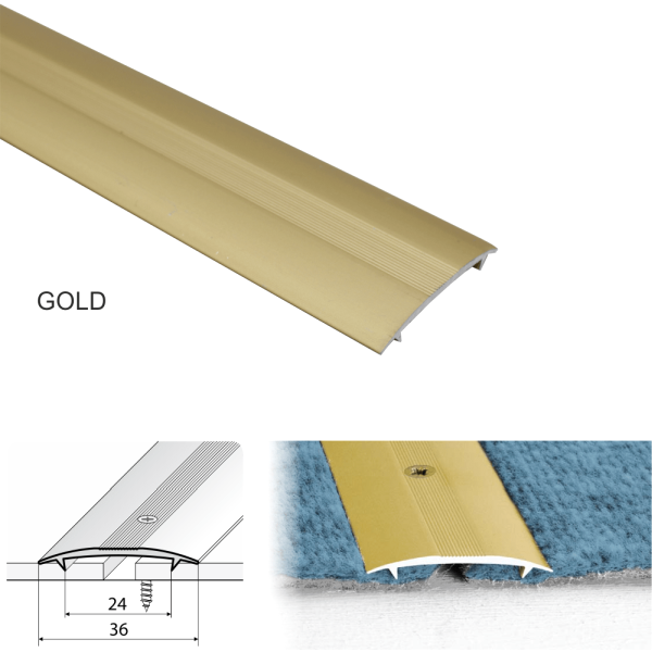 Twin Grip Joining Carpet to Carpet Threshold Strip Aluminum