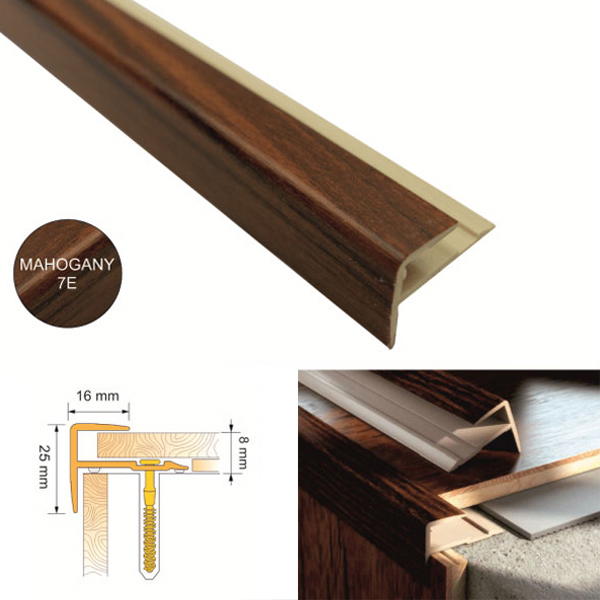 UPVC Push In Profile Stair Step Edges Nosing For Laminate , Wood Floors