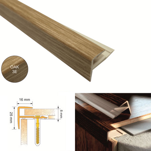 UPVC Push In Profile Stair Step Edges Nosing For Laminate , Wood Floors