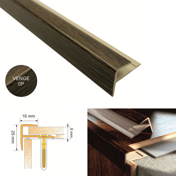 UPVC Push In Profile Stair Step Edges Nosing For Laminate , Wood Floors